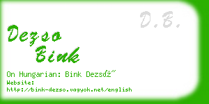 dezso bink business card